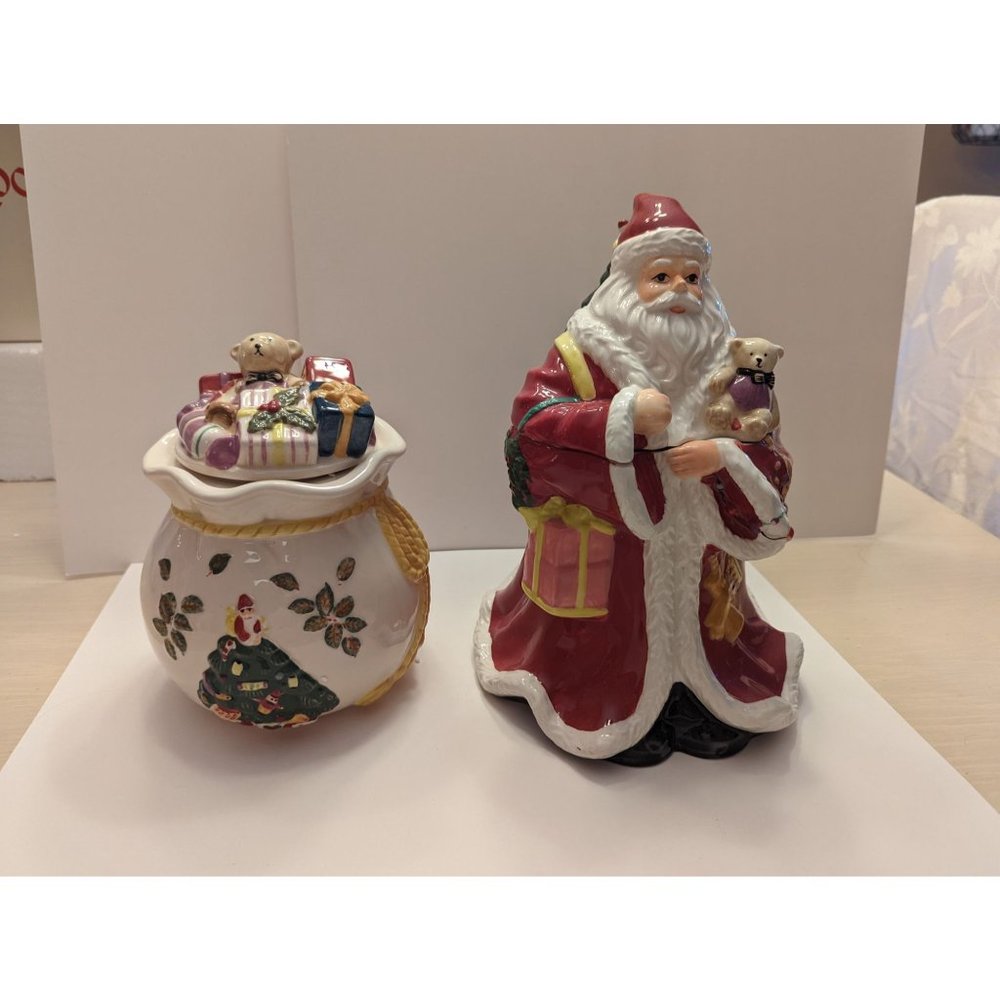 Spode Father Christmas Cookie Jar Toy Bag Candy Dish